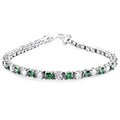 Sterling Silver Green and Clear CZ Tennis Bracelet