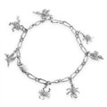 Silvertone Marina Life CZ Charm Bracelet