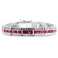 Silvertone Designer Inspired Red and Clear CZ Bracelet
