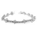 Silvertone Clear Cubic Zirconia Flower Bracelet