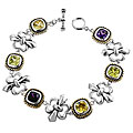 Two-tone Multi-colored Cushion-cut CZ Bracelet