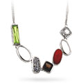 Silvertone Multicolored Cubic Zirconia Necklace