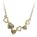 Gold over Silver Pave Clear CZ Heart Necklace