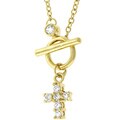 Goldtone Cubic Zirconia Cross Necklace