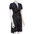 London Times Women's V-neck Pearl Swirl Dress