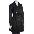 Anne Klein Black Double-breasted Lightweight Trench Coat