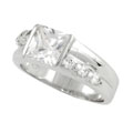 Sterling Silver Princess Cut CZ Ring with CZ Stone
