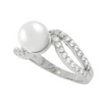 Sterling Silver CZ Fashion Faux Pearl Ring