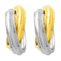 14k Two-tone Gold Ribbed Hoop Earrings