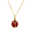 14k Gold and Enamel Lady Bug Necklace