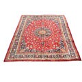 Persian Mashad Hand-knotted Red/ Navy Rug (13' x 15')