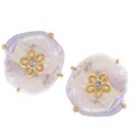 14k Gold Freeform Freshwater Pearl Diamond Earrings