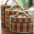 Set of 3 'Oval Checkered' Orange Beauty Cases (Indonesia)