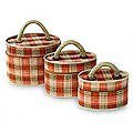 Set of 3 'Oval Checkered' Orange Beauty Cases (Indonesia)