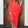 'Fancy Red' Alpaca Wool Shawl (Peru)