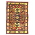 Indo Kazak Hand-knotted Red/Gold Rug (5' x 7')