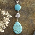 Simulated Turquoise Teardrop Pendant Necklace (USA)