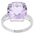 14k White Gold Quilt Cut Pink Amethyst Diamond Ring