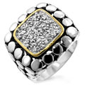 Two-tone Cubic Zirconia Square Pave Ring