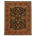 Hand-knotted Radiance Black/ Maroon Wool Rug (8' Round)