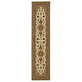 Ivory/ Green Persian Court Treasures Wool/ Silk Rug (2'3 x 8')