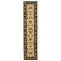 Ivory/ Black Persian Court Legends Wool/ Silk Rug (2'3 x 10')