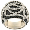 Charles Winston Wide Band Black and White CZ Ring