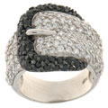 Charles Winston Black and White CZ Buckle Ring