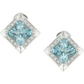 18k White Gold BlueTopaz 1/4ct Diamond Earrings