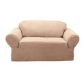 Textured Suede Sable Sofa Slipcover