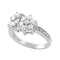 Sterling Silver Double Flower CZ Fashion Ring
