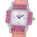 Lucien Piccard 'Dolce Vita' 14k Gold Diamond Pink Sapphire Watch