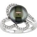 Cultured Tahitian Pearl 1/5ct Diamond Ring