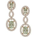 Green Amethyst 4/5ct TDW Diamond Earrings