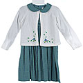 Petit Ami Toddler Girl's Teal Dress and Sweater Set