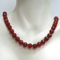 Red Agate Faceted Gemstone Bead Necklace