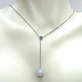 Sterling Silver FW Pearl Blue Topaz Necklace