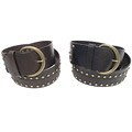 Silver Jeans Beaded Accent Wide Leather Belt