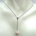 Sterling Silver FW Pearl and Garnet Necklace