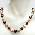 Chocolate and Pink Coin Pearl Necklace