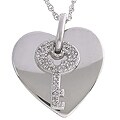 Sterling Silver 1/10ct Diamond Key Heart Necklace