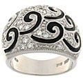 Charles Winston Black Enamel Swirl Cubic Zirconia Ring