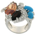 Charles Winston Silver Multi Stones Bold Ring