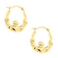 14k Yellow Gold Claddaugh Hoop Earrings