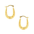 14k Yellow Gold Beaded Swirl Hoop Earrings