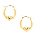14k Yellow Gold Heart Hoop Earrings