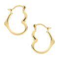 14k Yellow Gold Heart Hoop Earrings