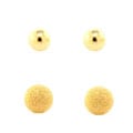 14k Yellow Gold Ball Earrings Set