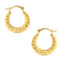 14k Yellow Gold Puff Hoop Earrings