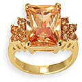 14k Gold Overlay Orange CZ Diamoness Cocktail Ring